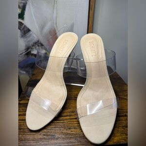 Schutz Women's Clear Strap Sandals - Tan